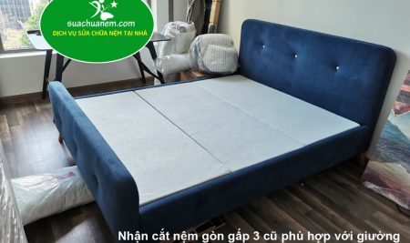 Nhận cắt nệm gòn gấp 3 cũ phù hợp với giường tại chung cư Hà Đô