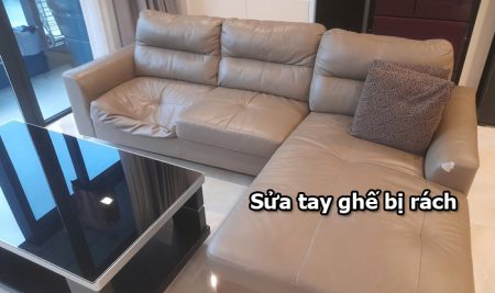 Sửa tay ghế sofa bị lún nghiêng tại Nguyễn Hữu Thọ quận 7